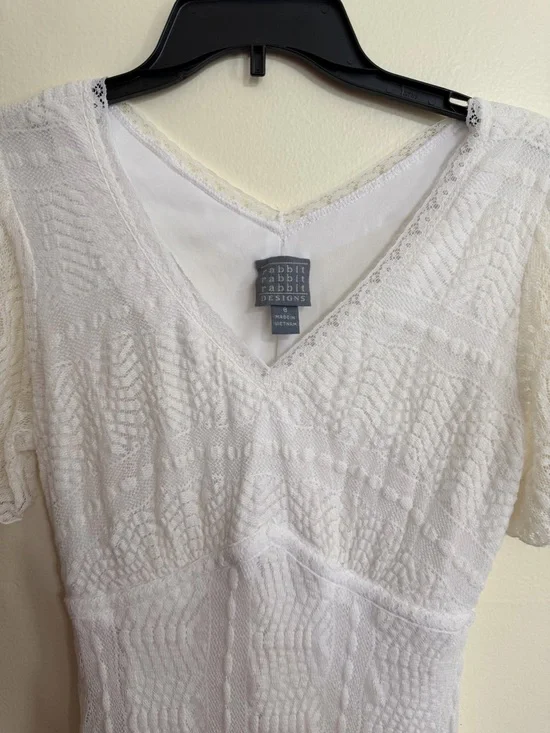 Rabbit Rabbit Rabbit Size 8 Cream Crochet-Pattern Midi Dress - Picture 2 of 12